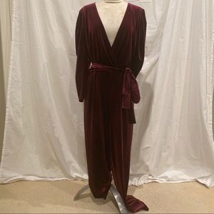 Eloquii Velvet Pleated Jumpsuit